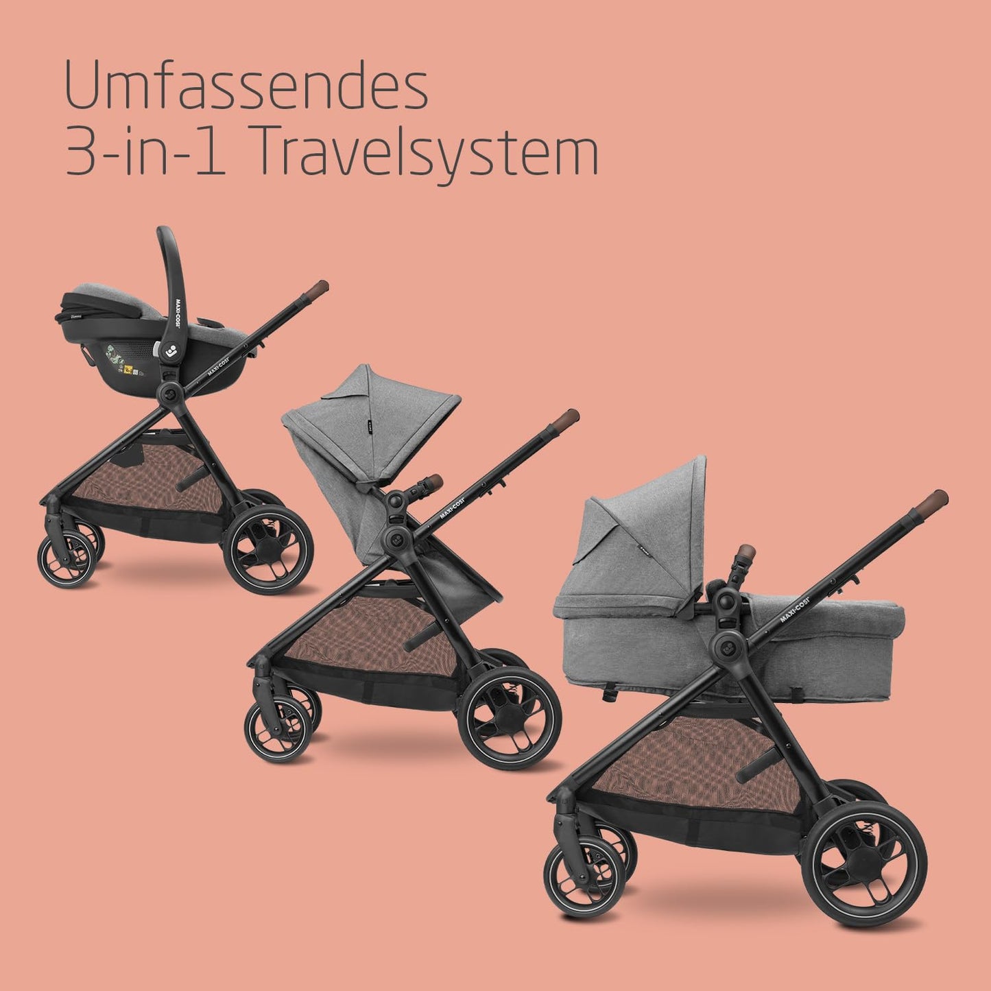 Maxi-Cosi Zelia S Trio 3-ühes vankrikomplekt, helehall