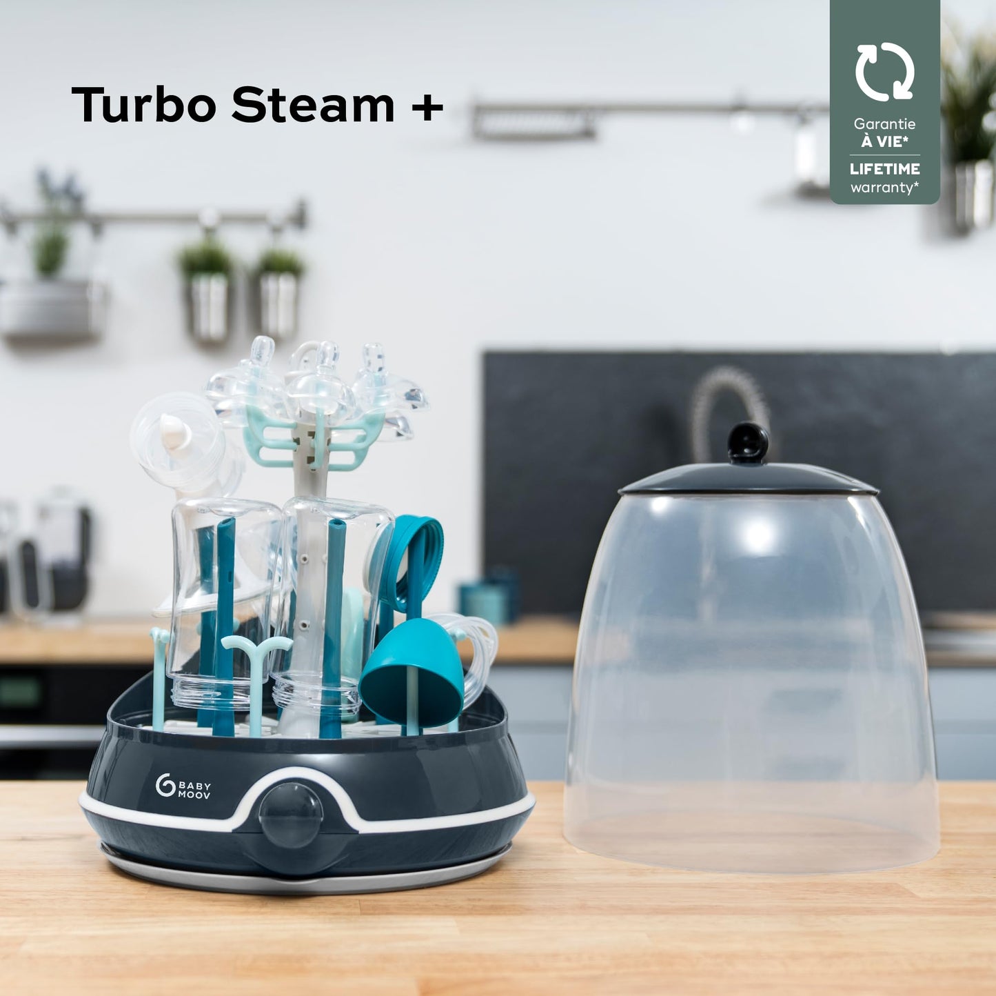Babymoov Turbo Steam Plus 2-in-1 aurusterilisaator ja pudelikuivatusrest