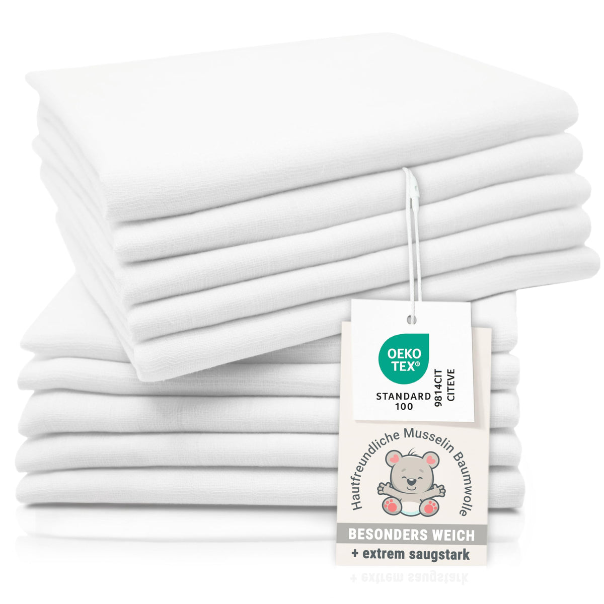 ZOLLNER musliiniliinat 10 kpl, 80 x 80 cm, valkoinen