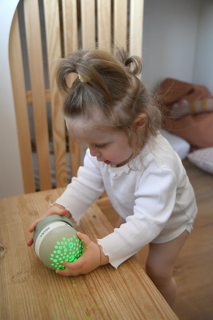 BÉABA Pixie Projector öölamp 3-värvise tähistaeva, 9 heli, nutika unehäire ja USB laadimisega, salveiroheline