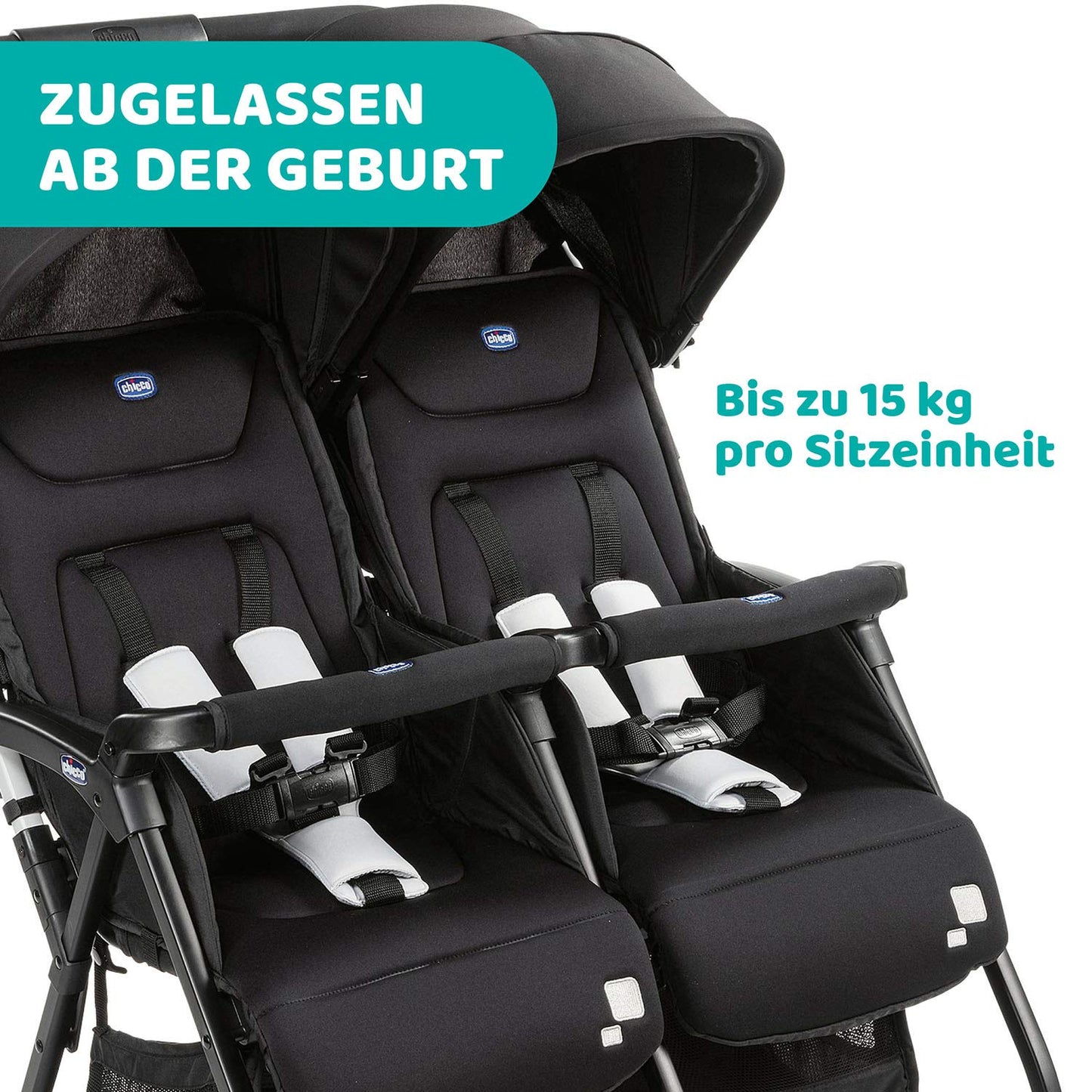 Chicco OHlalà Twin kahelapse jalutuskäru, must