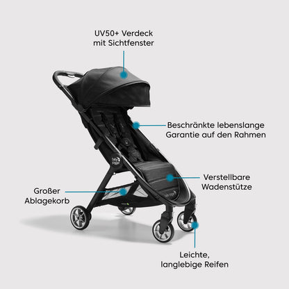 Baby Jogger City Tour 2 kergkäru, must, ühe käega kokkupandav