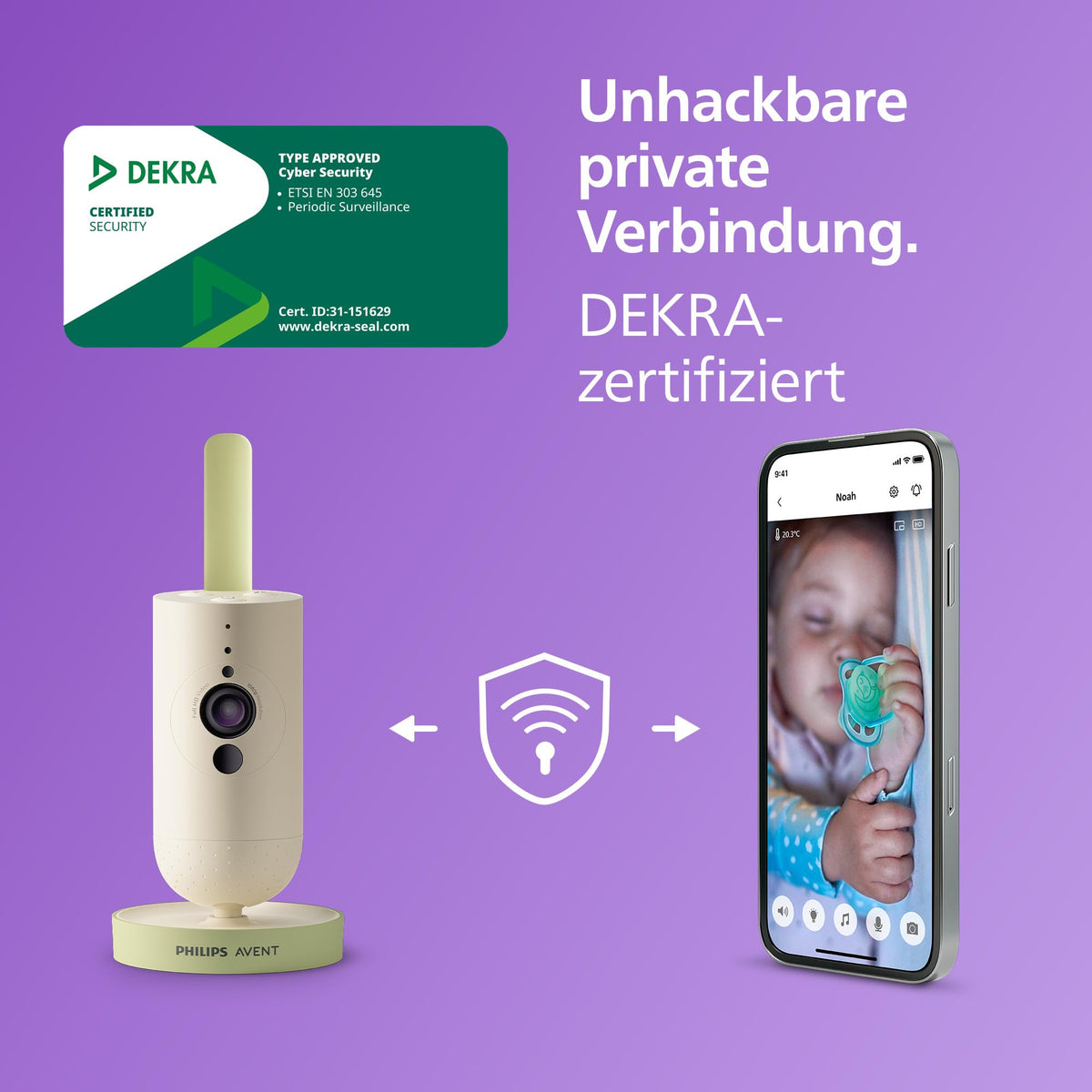 AVENT Philips Connected -itkuhälytin SCD643/26, sovelluksella, valkoinen