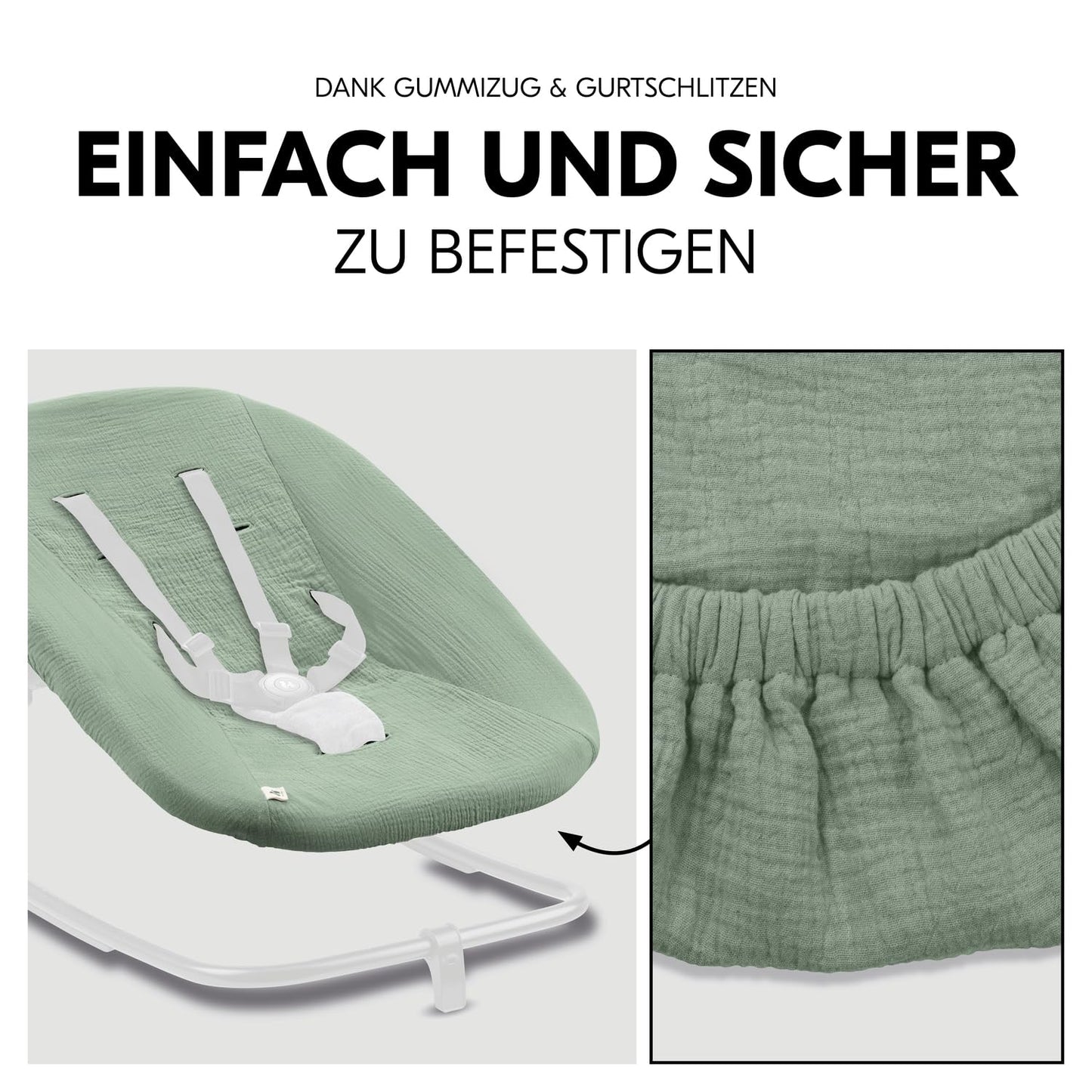 hauck Highchair Bouncer (Eco) kaitsekate, musliinpuuvill, Sage
