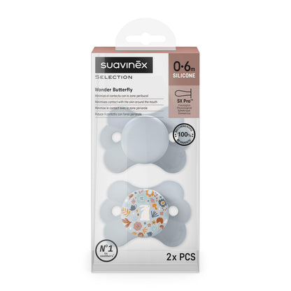 Suavinex Wonderland lutt 0–6 kuud, SX Pro silikoonlutiga, 2 tk, sinine
