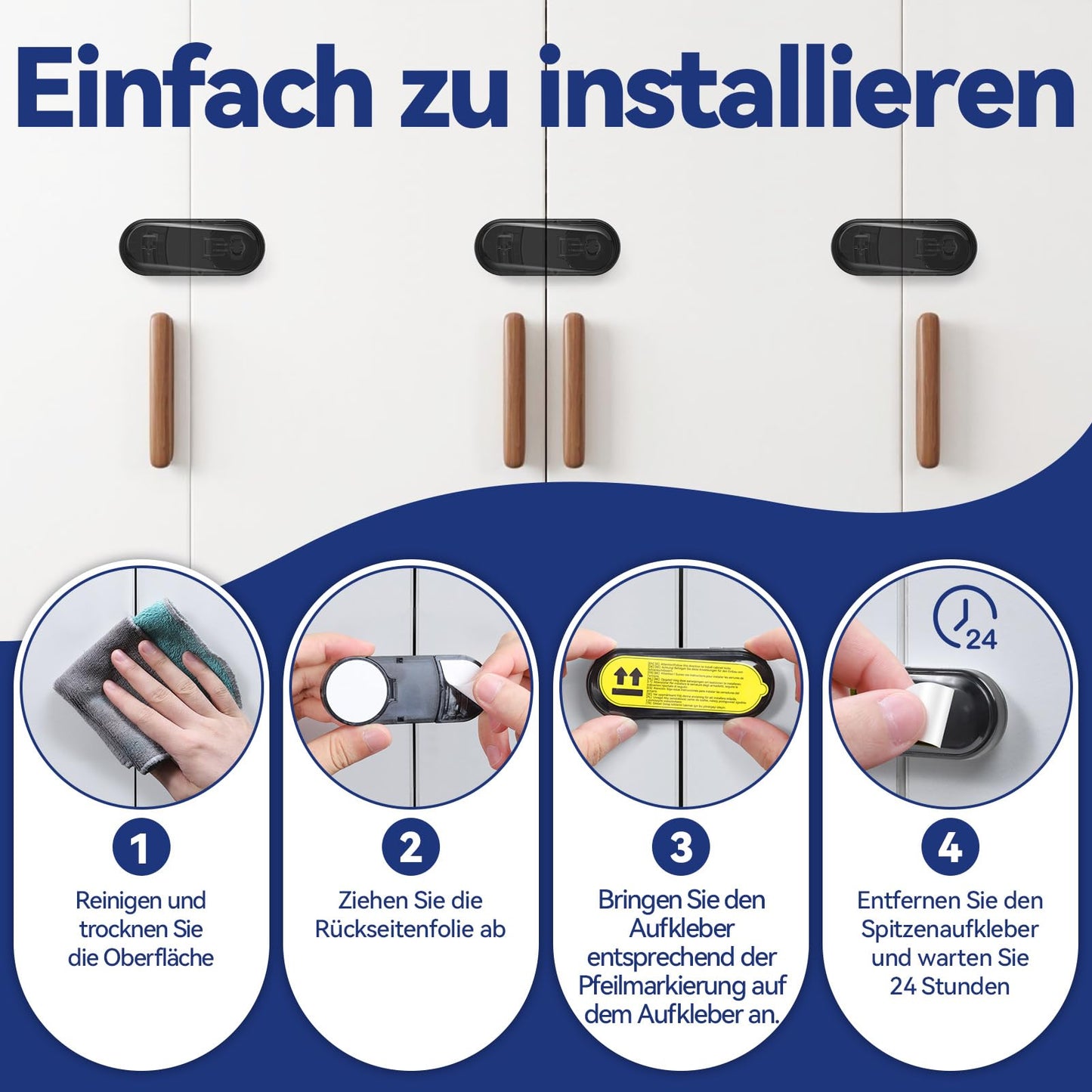 ECHOCUBE laste turvalukud kappidele, 6 tk, must, BB24DC281-BK