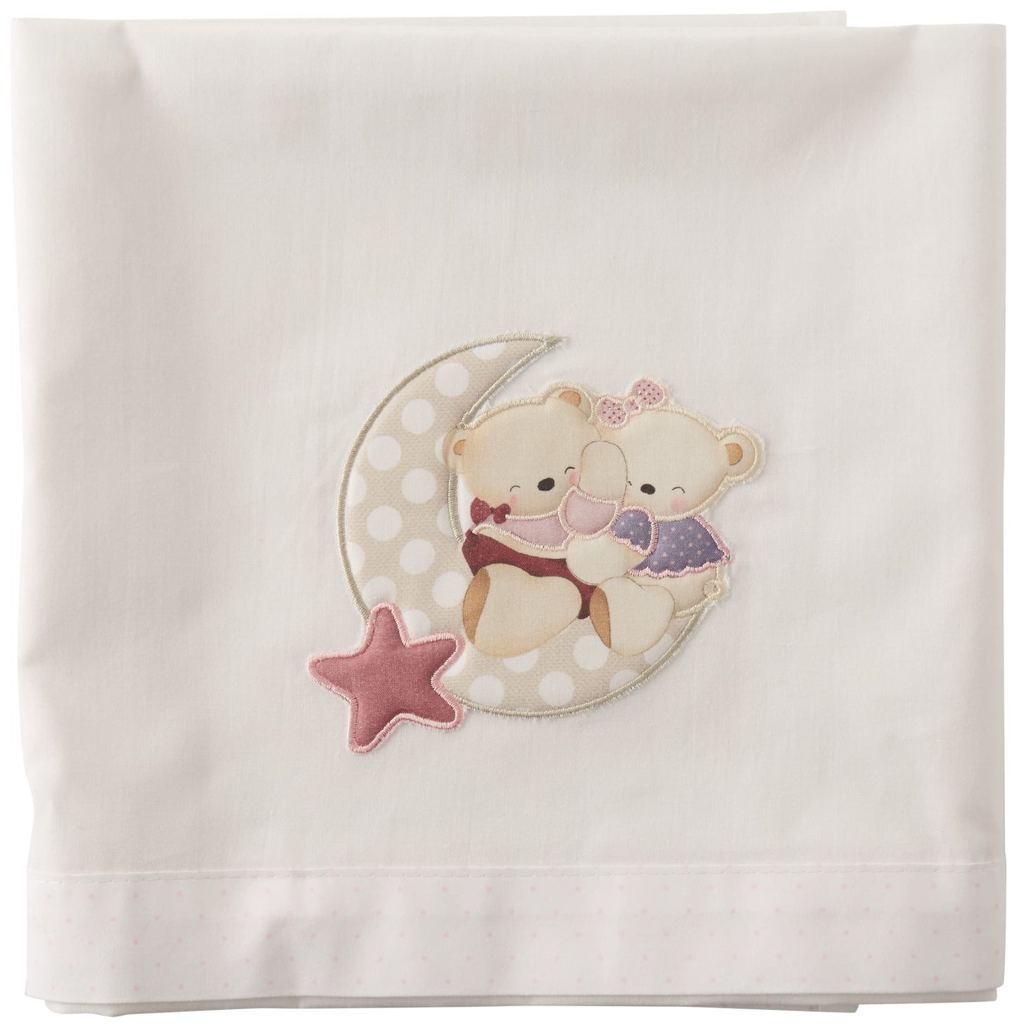Interbaby Lovely Bear voodipesukomplekt 50x80, valge/roosa