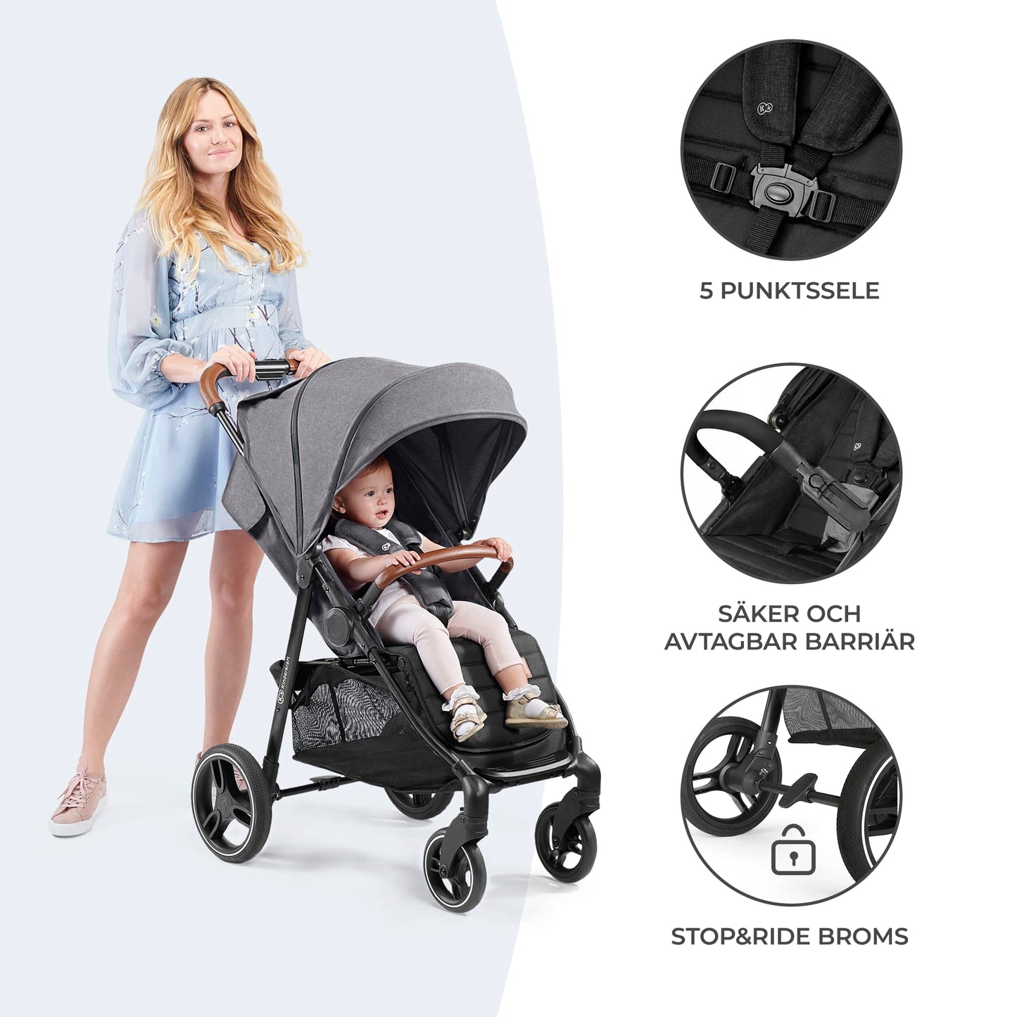 Kinderkraft Grande Plus jalutuskäru sünnist kuni 22 kg, must