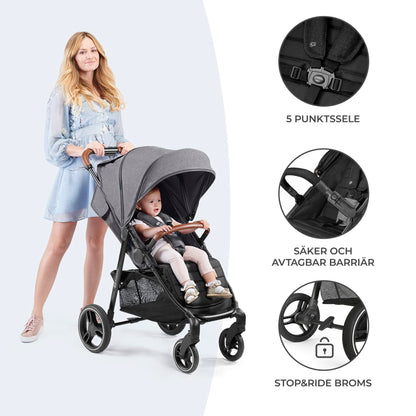 Kinderkraft Grande Plus jalutuskäru sünnist kuni 22 kg, must