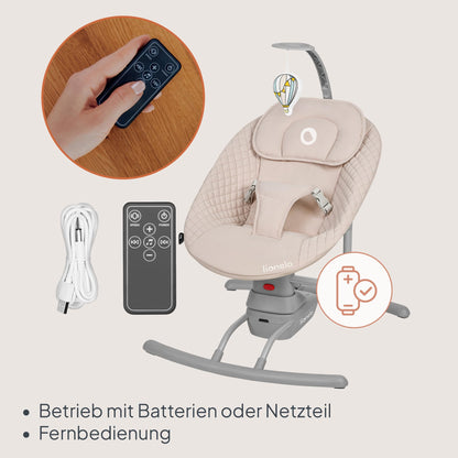 Lionelo Rio elektriline beebikiik lamamistooliga, kuni 9 kg, Beige Latte
