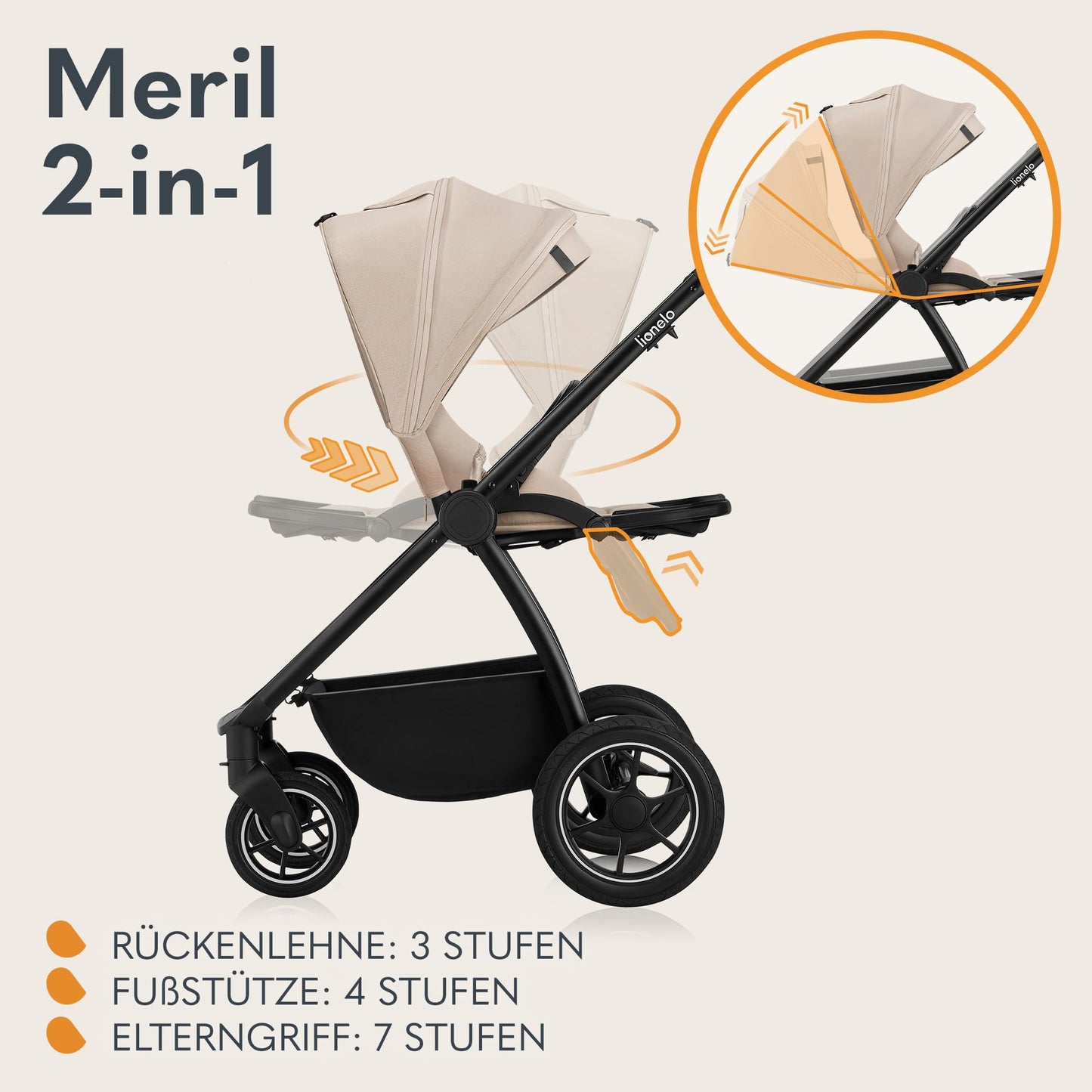 Lionelo MERIL 2-in-1 vanker LO-MERIL 2IN1, beež
