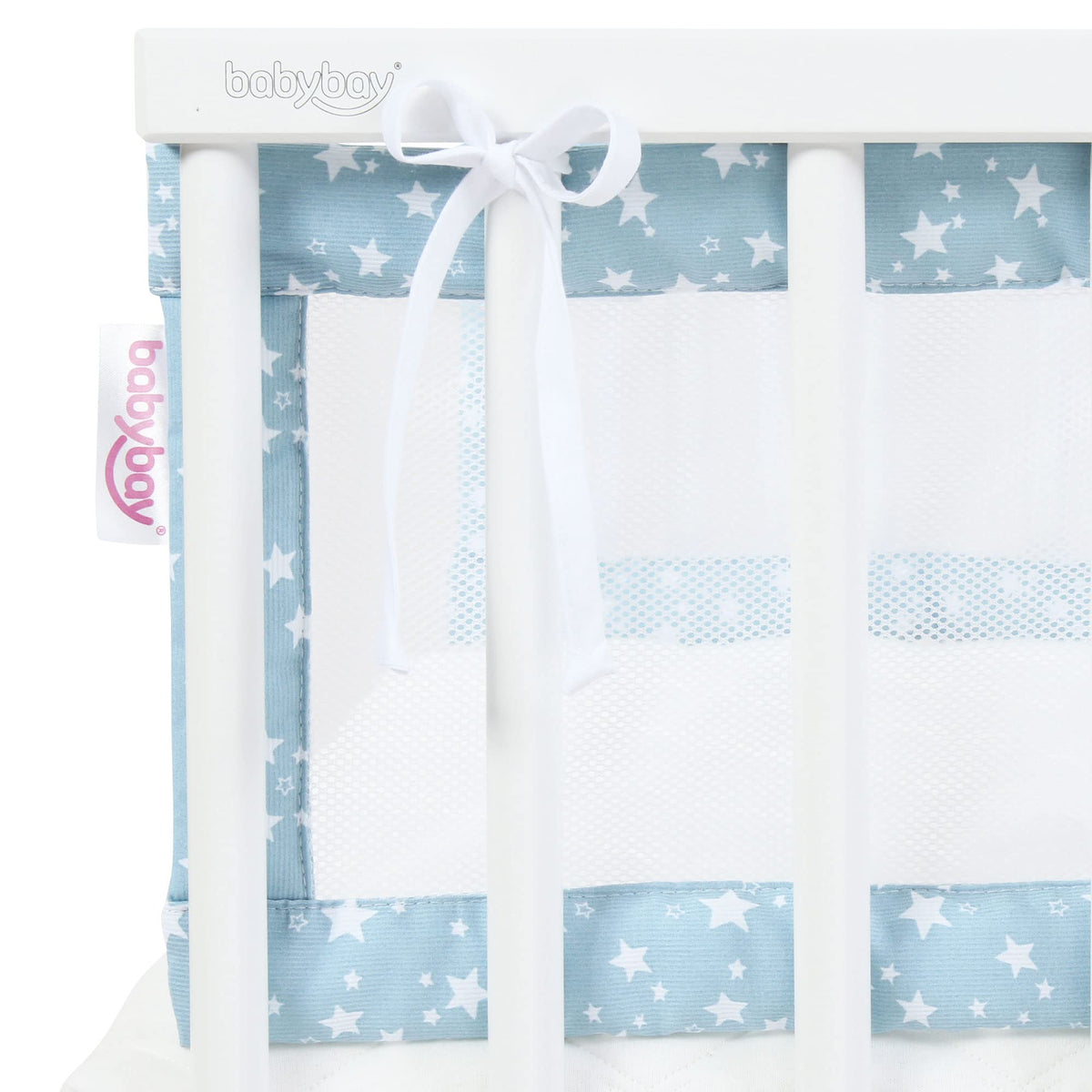 babybay reunapehmuste Mesh-Piqué Beere tähdet valkoinen, Maxi, Boxspring, Comfort ja Comfort Plus