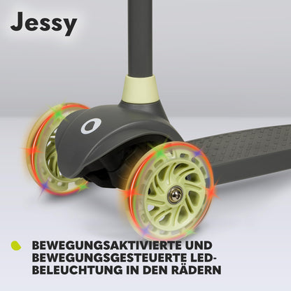 Lionelo Jessy Premium kolmerattaline laste tõukeratas LED-ratastega, roheline, 3+ aastat