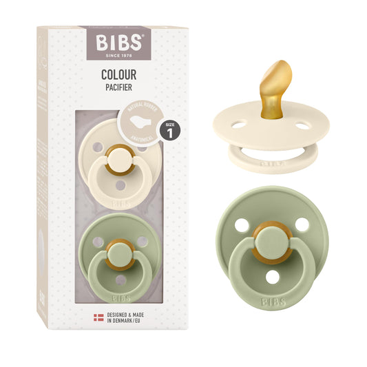 BIBS Colour lutt 0–6 kuud, anatoomiline latekslutt, 2 tk, Ivory/Sage