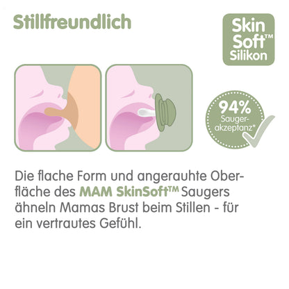 MAM Original ortodontilised lutid 6–16 kuu vanustele, SkinSoft silikoonist, 2 tk, luige ja delfiini disain