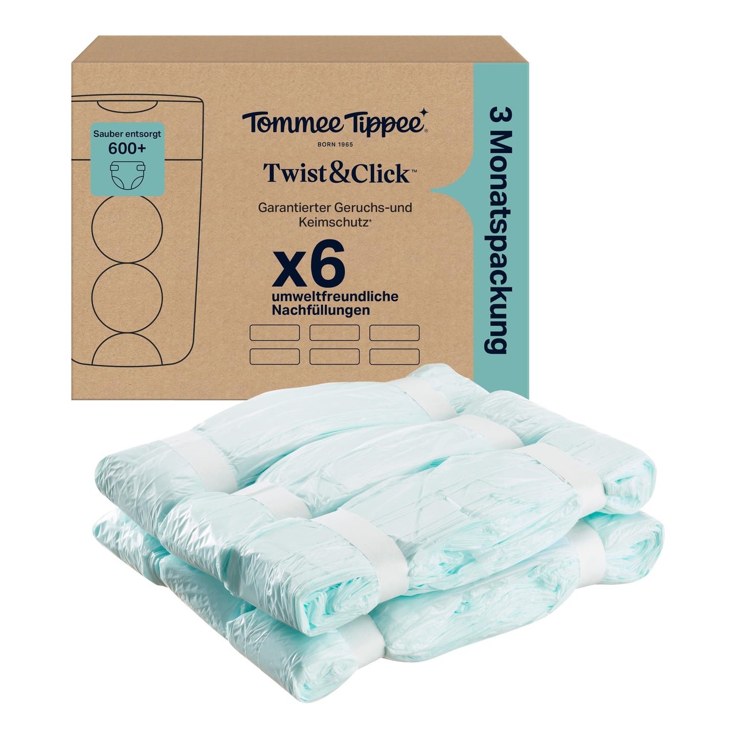 Tommee Tippee Twist & Click täitekile 6 tk, 10,5 m, kassettidele