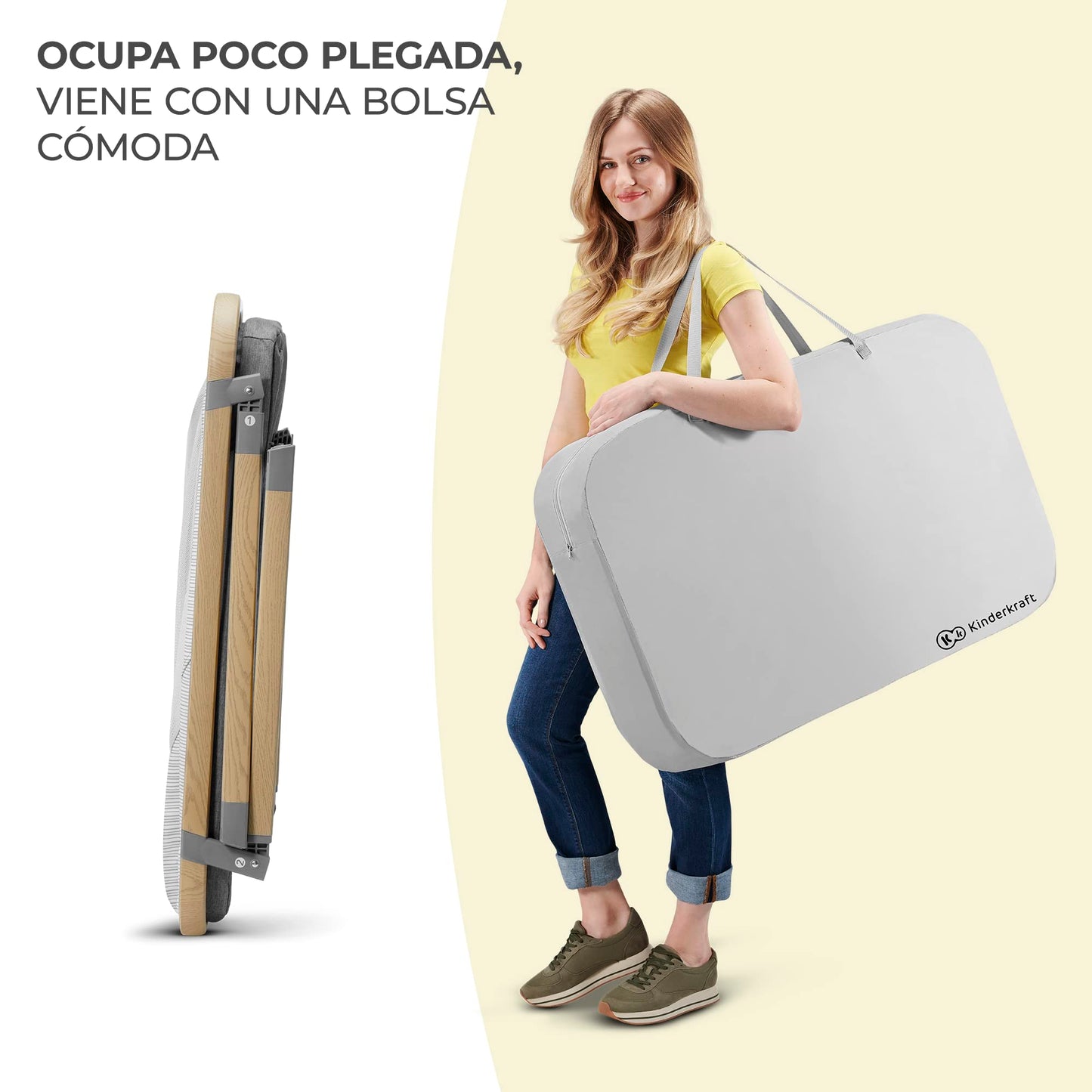 Kinderkraft SOFI 4-in-1 reisivoodi ja mänguaedik, hall