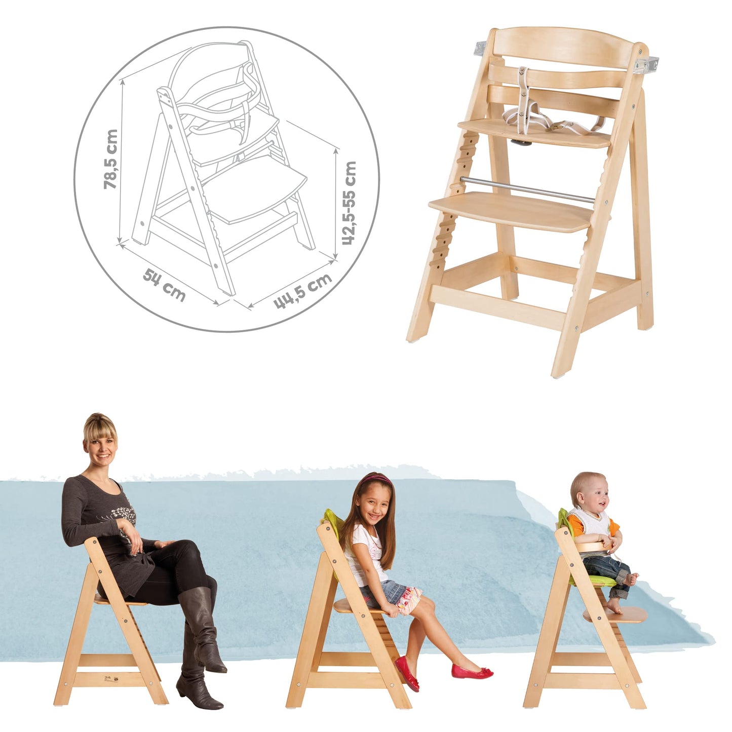 roba Sit Up Click söögitool kandikuga, naturaalne puit (kuni 50 kg)