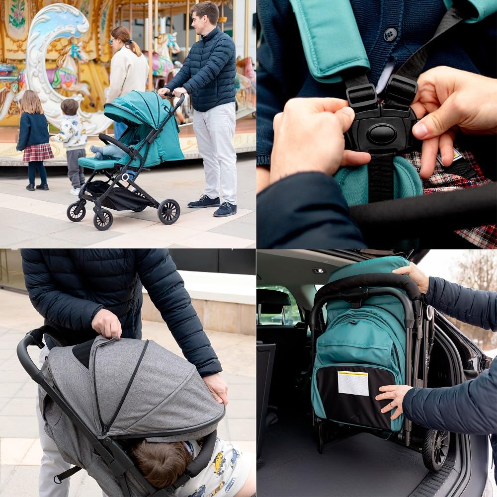 Interbaby Voyage jalutuskäru sünnist kuni 22 kg, kokkupandav – roheline