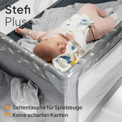 Lionelo Stefi Plus reisivoodi kuni 15 kg (2-tasandiline), hall-valge