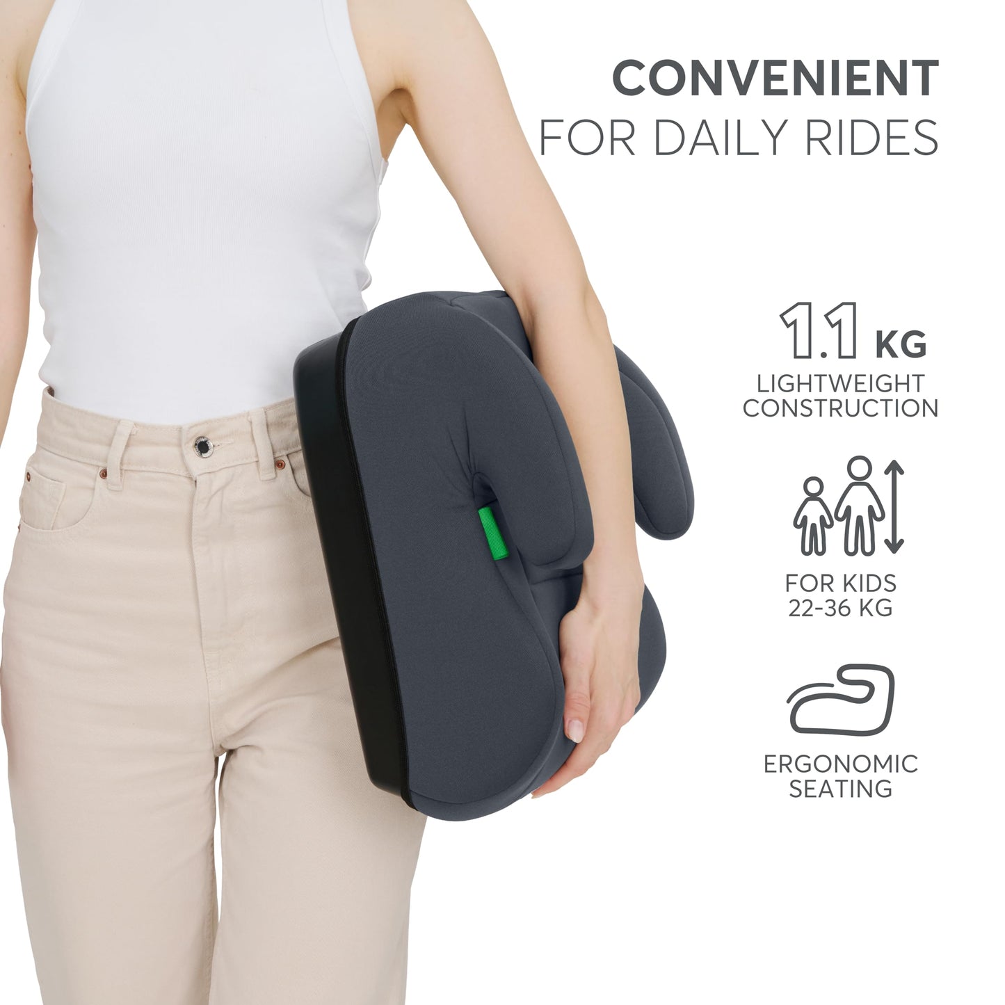KikkaBoo i-UP i-Size turvaiste 125–150 cm (22–36 kg), must