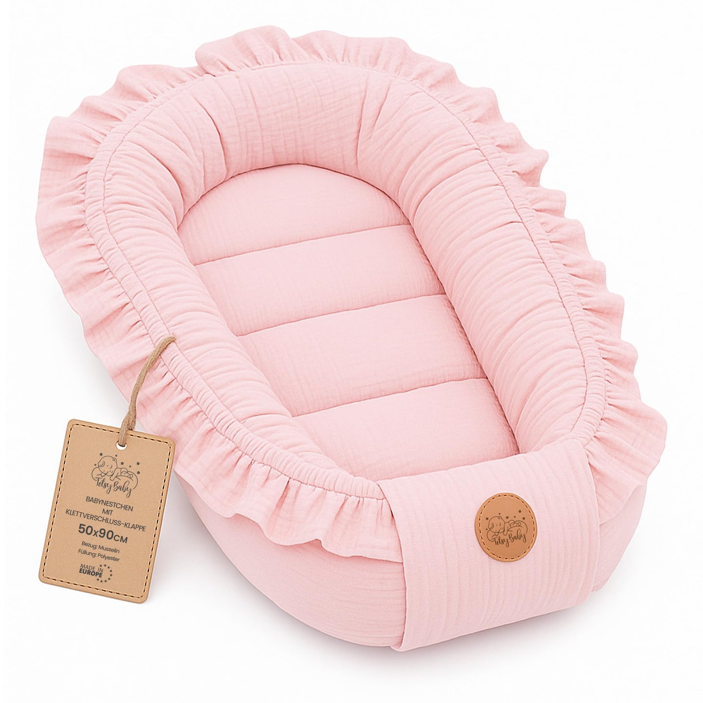 Totsy Baby musliinist beebipesa 90 × 50 cm, Powder Pink