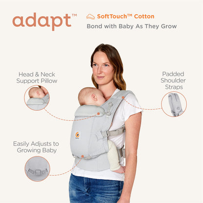 Ergobaby Adapt SoftTouch puuvillane kandekott alates sünnist, Onyx Black