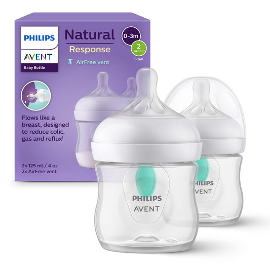 Philips Avent Natural Response beebipudelid AirFree-ventiiliga, 2 × 125 ml, vastsündinutele