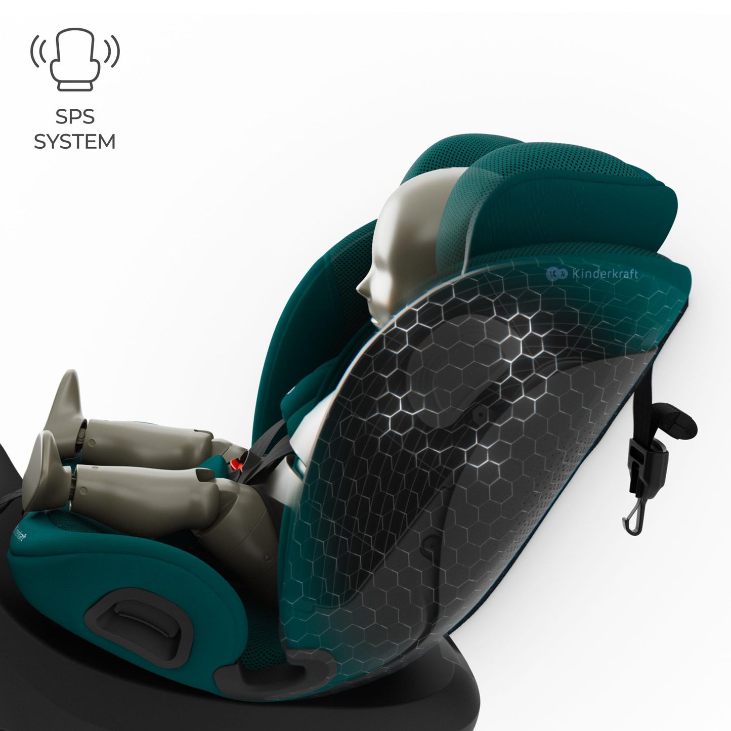 Kinderkraft I-Grow 2 PRO turvatool 40–150 cm, 360° pöörlev, Isofix, roheline