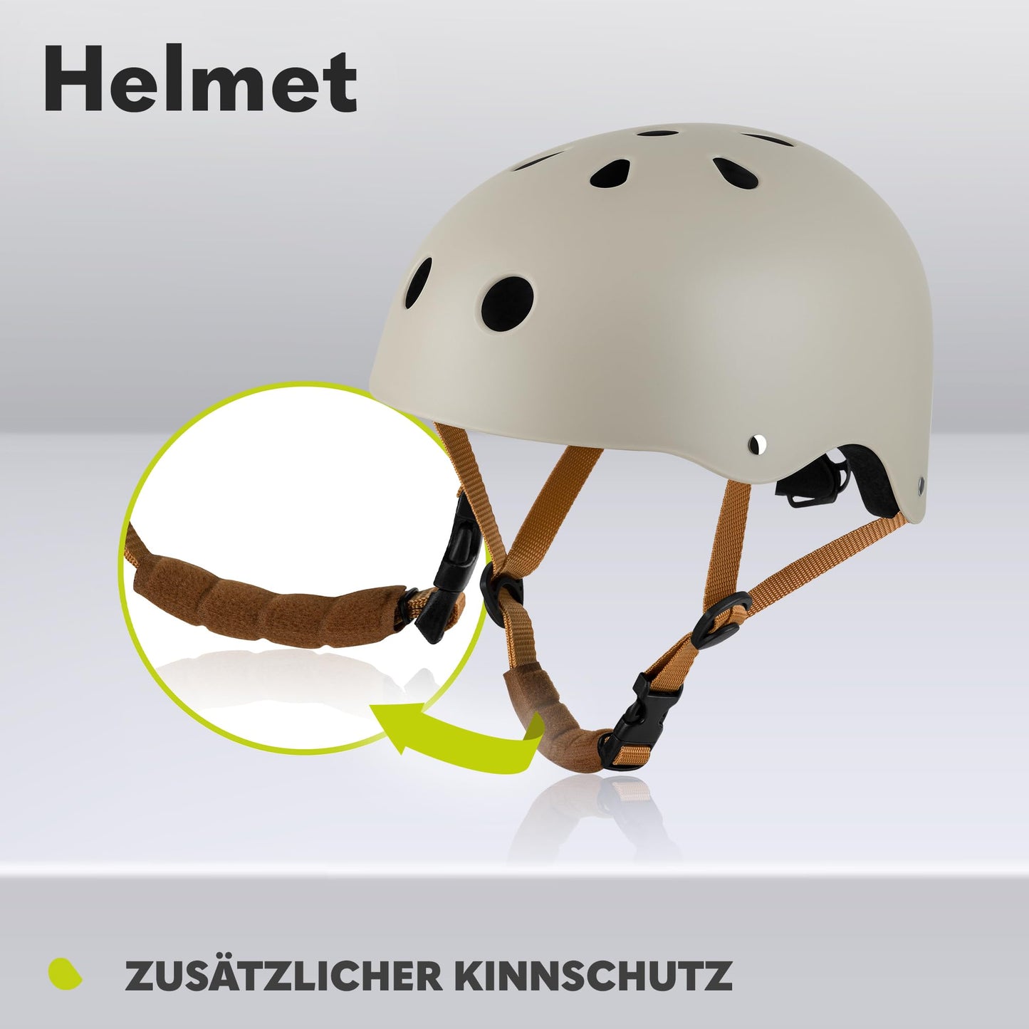 Lionelo lastekiiver Helmet Beige Sand S 50-56 cm, lõuakaitsega