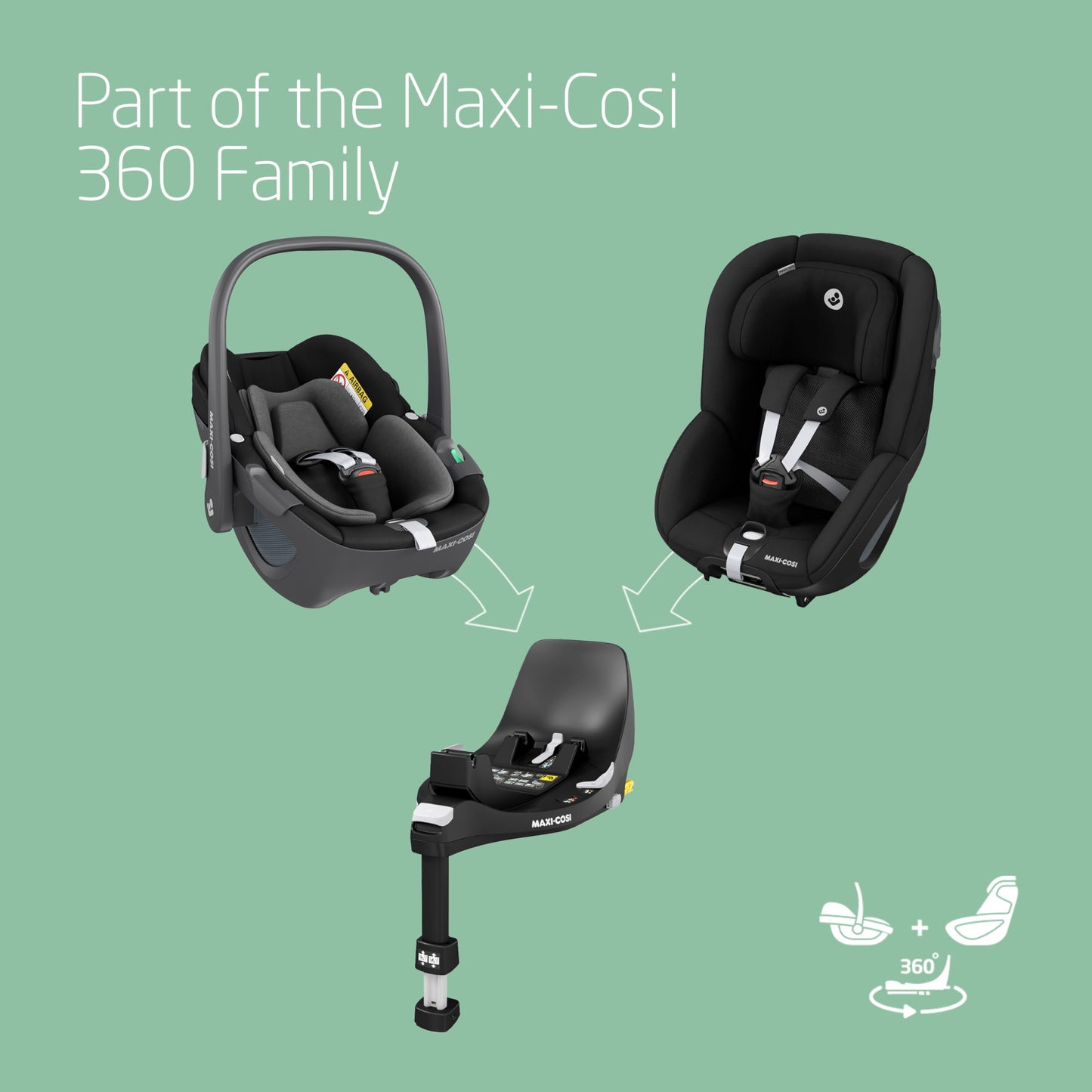 Maxi-Cosi Pearl 360 i-Size turvatool 61–105 cm, 3 kuud – 4 aastat, Authentic Black