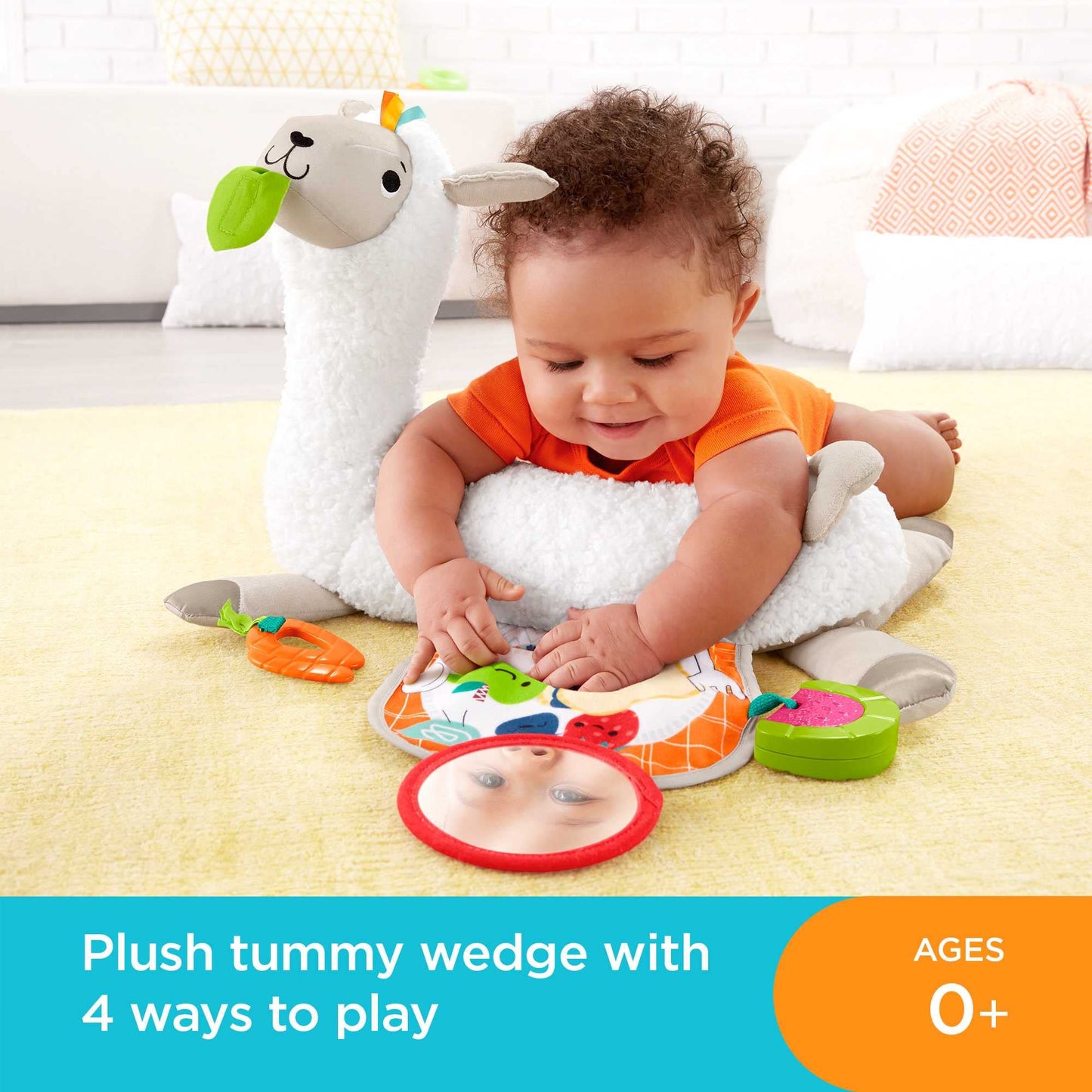 Fisher-Price Tummy Time Llama Plush sensoorne kõhuli mänguasi alates sünnist