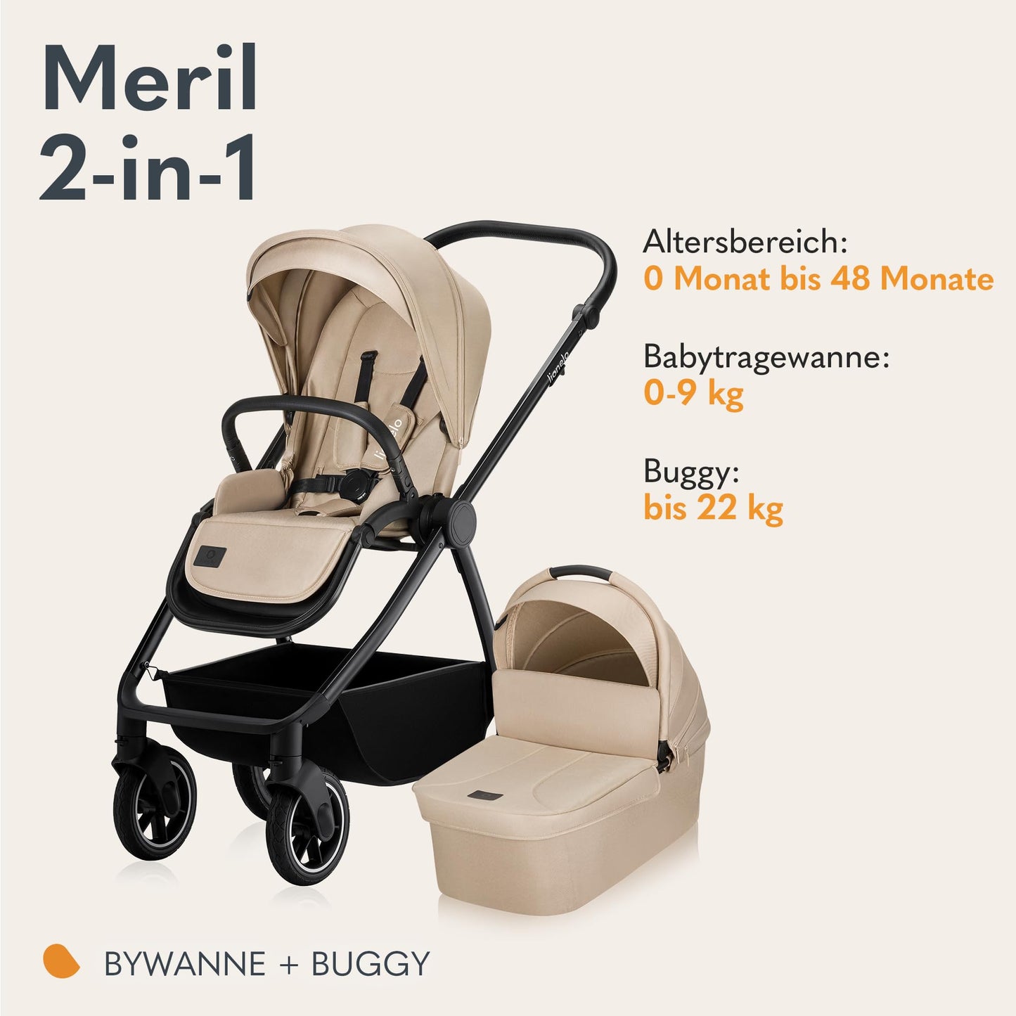 Lionelo MERIL 2-in-1 vanker LO-MERIL 2IN1, beež