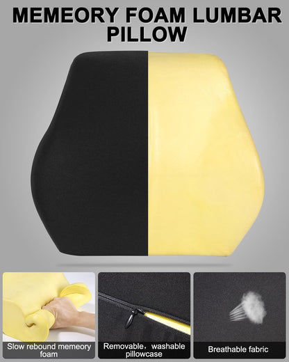 Ergonominen ristiselän tukityyny muistivaahdosta, musta