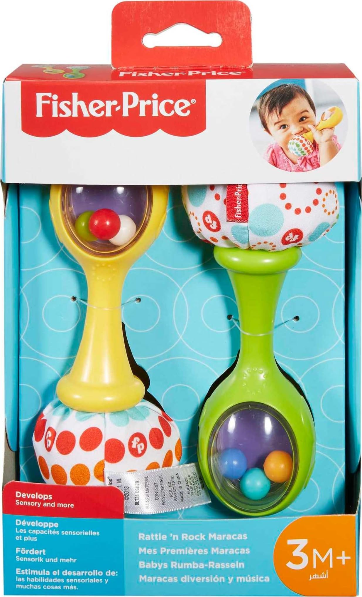 Fisher-Price Rattle ’n Rock marakad, 2-osaline kõristikomplekt beebile (3+ kuud)
