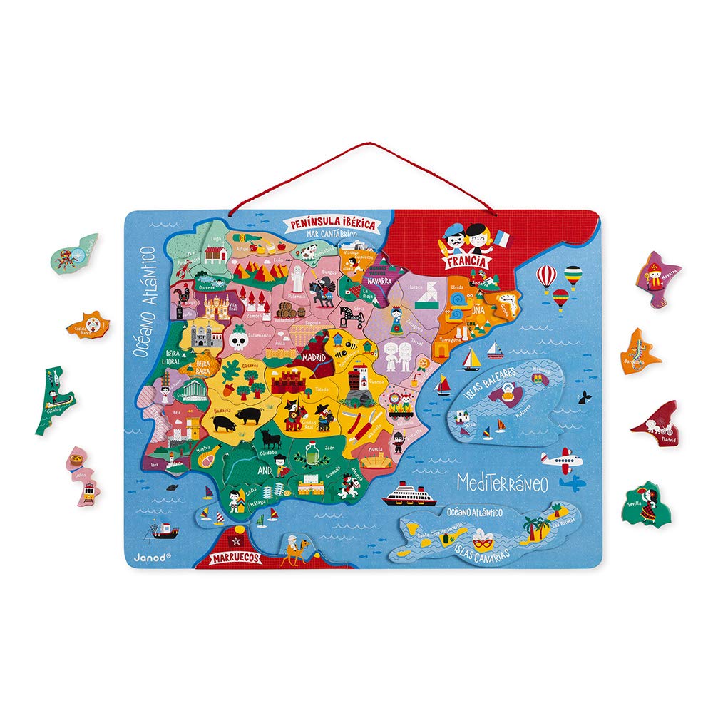 Janod magnetiline Hispaania kaart – puidust pusle 60 tükiga
