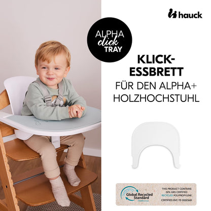 hauck Click Tray söögialus Alpha+ ja Beta+ puidust söögitoolile, valge, 6–36 kuud