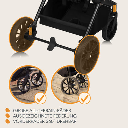 Lionelo Mika Plus 3-ühes vankrikomplekt, Beige Sand