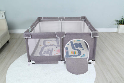 Star Ibaby Oxford XL -leikkikehä erittäin pehmeällä leikkimatolla, 125 × 125 cm, harmaa (Soft Grey)