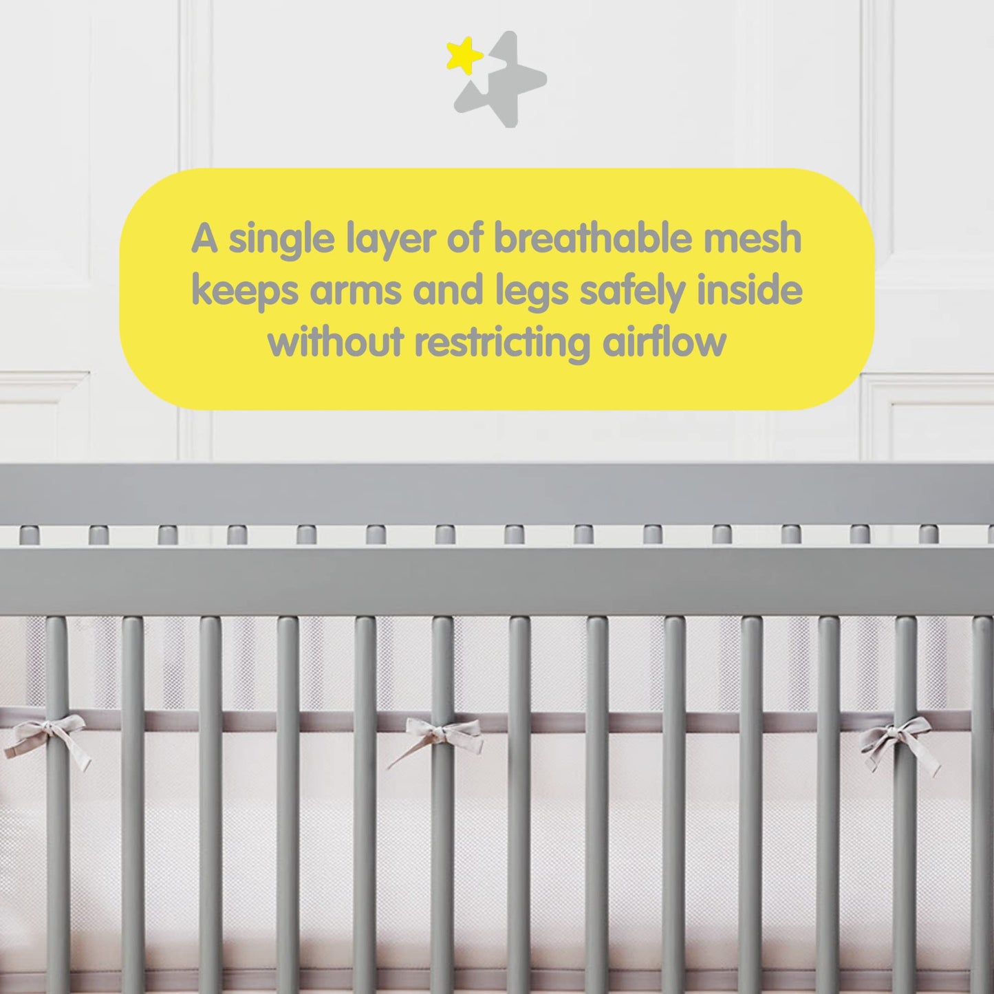 BreathableBaby võrevoodi hingav võrekaitse 2 küljele, 3 mm, valge