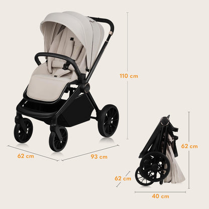 Lionelo Mika Plus 3-ühes vankrikomplekt, Beige Sand