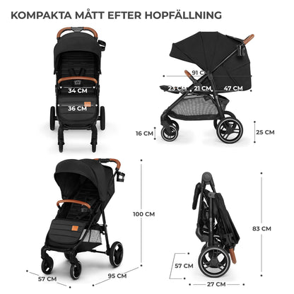 Kinderkraft Grande Plus jalutuskäru sünnist kuni 22 kg, must