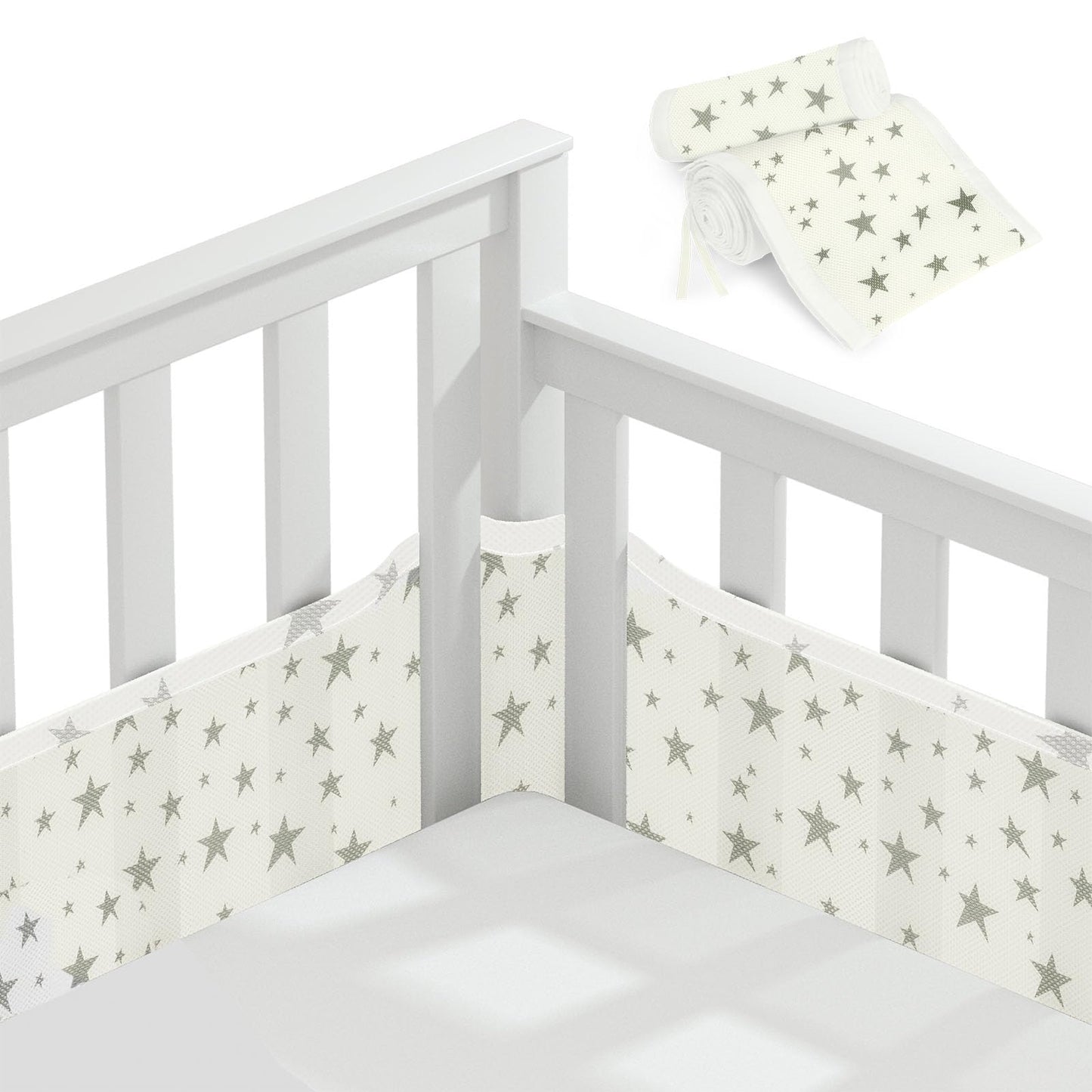 Vicloon hingav voodipehmendus beebivoodile, 2-osaline komplekt, Star