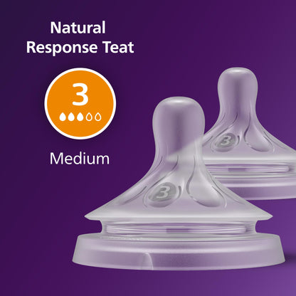 Philips Avent Natural Response lutipudeli lutt Flow 3, 1+ kuud, 2 tk