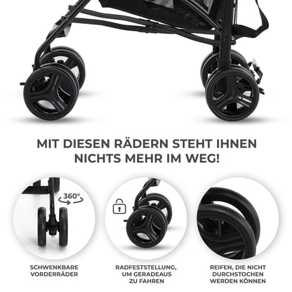 Kinderkraft TIK kergkäru, beež, 6,5 kg, kuni 17 kg, kokkupandav, pöörlevate esiratastega
