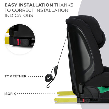 Kinderkraft Safety FIX2 i-Size turvatool 76–150 cm, ISOFIX, 15 kuud–12 a, must