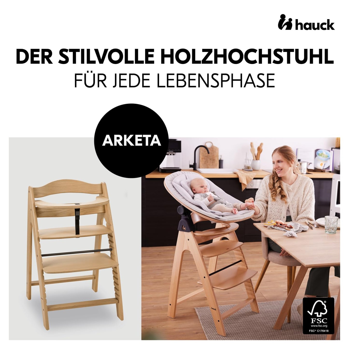hauck Arketa söögitool, alates 6 kuust kuni 130 kg