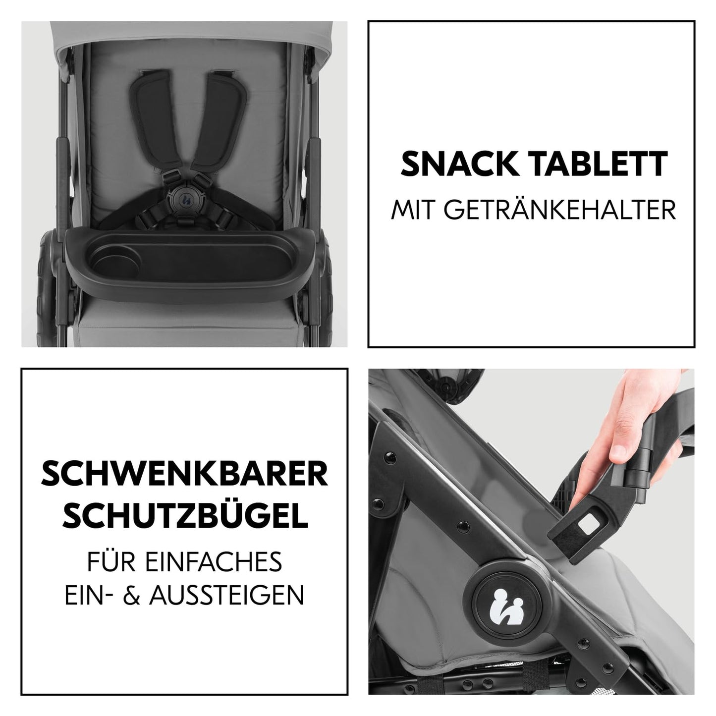 Hauck Shop N Care 3in1 Trio vankrikomplekt - kergkäru, vankrikorv ja turvahäll (Grey)