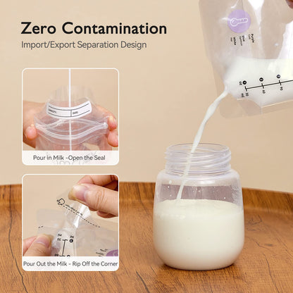 Momcozy rintamaidon säilytyspussit 120 kpl, lämpötila-anturilla, vuotamattomat, 180 ml