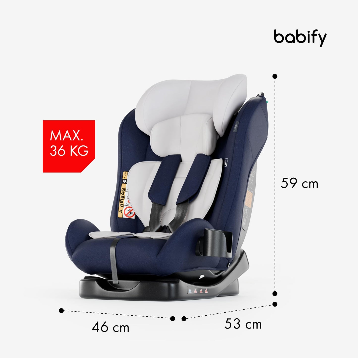 Babify 3-in-1 turvatool 40–150 cm (R129), turvavööga kinnitatav – sinine/hall